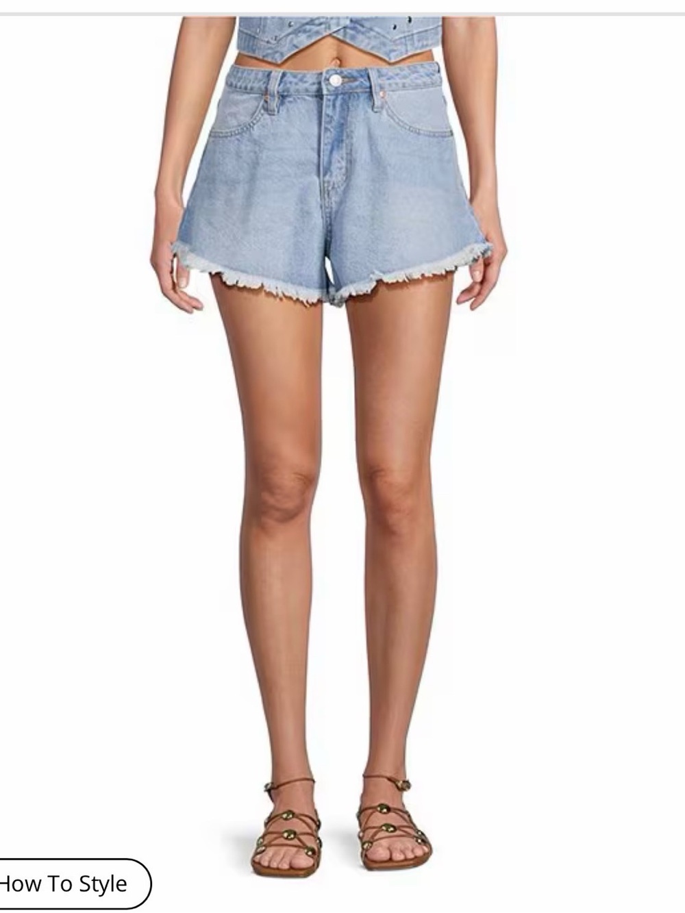 Steve Madden Light Blue Frayed Hem Denim Shorts